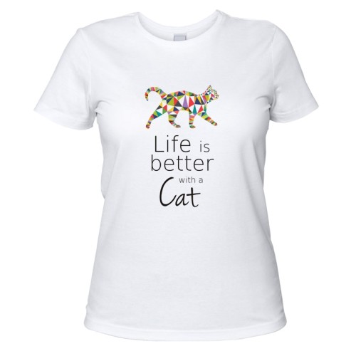 Bawełniana koszulka damska kolorowy Kot