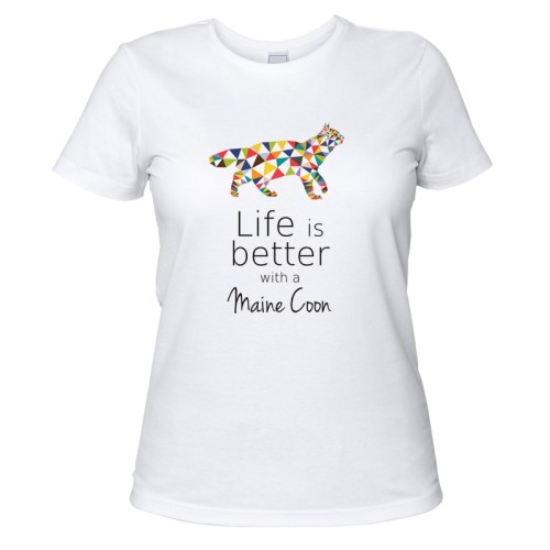 Bawełniana koszulka damska kolorowy Maine Coon