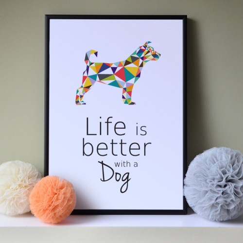 Plakat na ścianę Pies Kunedlek Origami do salonu