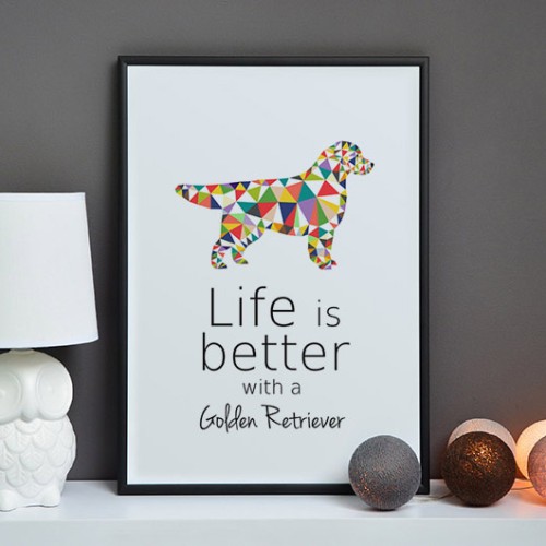 Plakat na ścianę Golden Retriever Origami do salonu