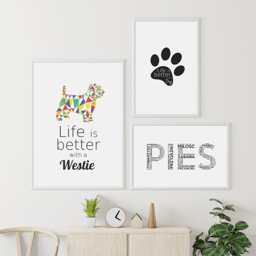 Plakaty na ścianę West Highland White Terrier zestaw do salonu