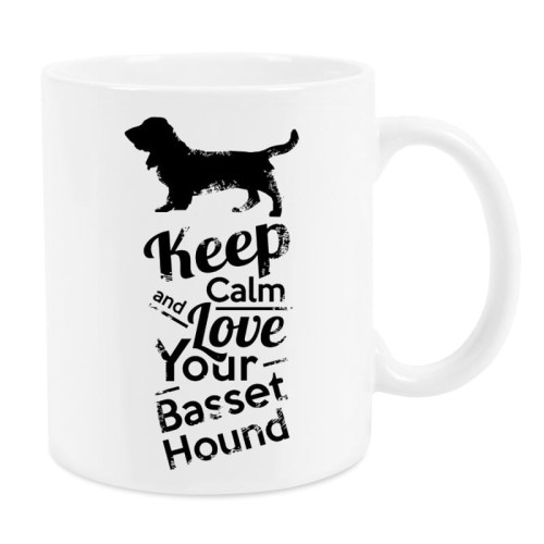 Kubek z psem Basset Hound Keep Calm Retro 330 ml