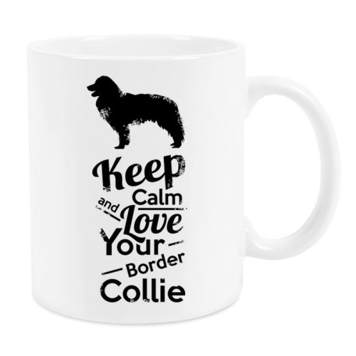 Kubek z psem Border Collie Keep Calm Retro 330 ml