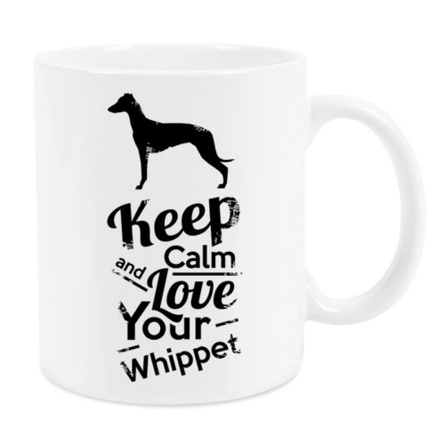 Kubek z psem Whippet Keep Calm Retro 330 ml