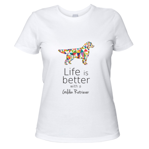 Bawełniana koszulka damska kolorowy Golden Retriever