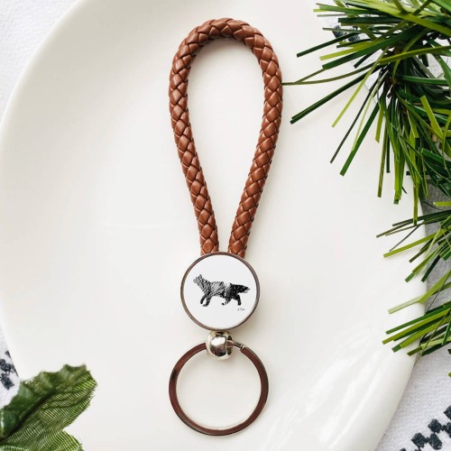 Brelok do kluczy pleciony Maine Coon z nadrukiem Art