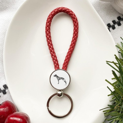 Czerwony pleciony brelok Pit Bull