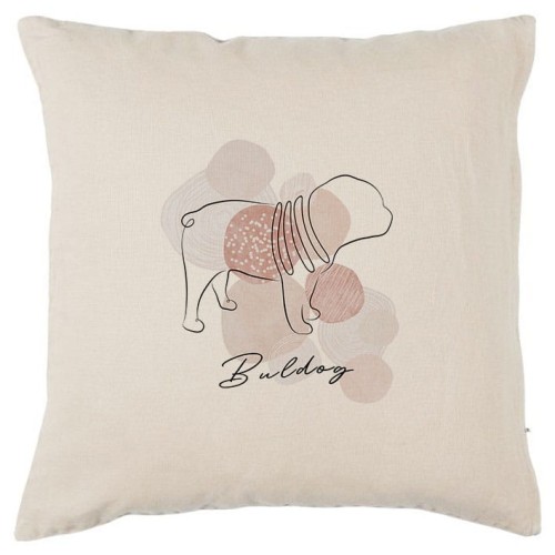 Beżowa poszewka na poduszkę Buldog Angielski 40x40 boho Line