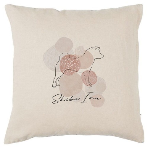 Beżowa poszewka na poduszkę Shiba Inu 40x40 boho Line