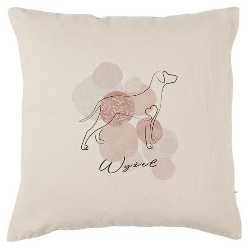 Beżowa poszewka na poduszkę Wyżeł Weimarski 40x40 boho Line