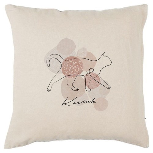 Beżowa poszewka na poduszkę Kot 40x40 boho Line