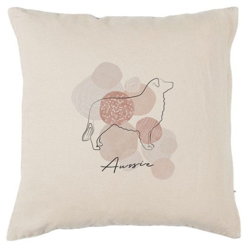 Beżowa poszewka na poduszkę Owczarek Australijski 40x40 boho Line