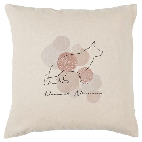 Beżowa poszewka na poduszkę Owczarek Niemiecki 40x40 boho Line