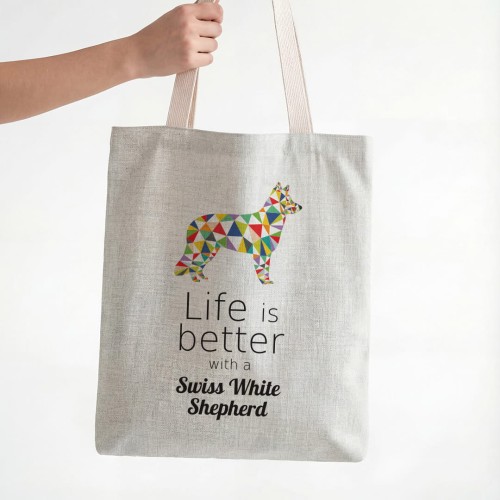 Beżowa torba kolorowy Biały Owczarek Szwajcarski