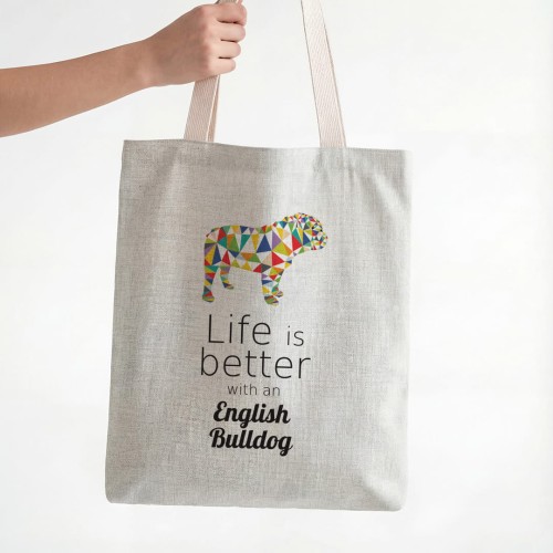Beżowa torba kolorowy Buldog Angielski