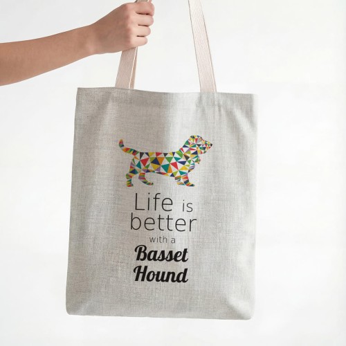 Beżowa torba kolorowy Basset Hound
