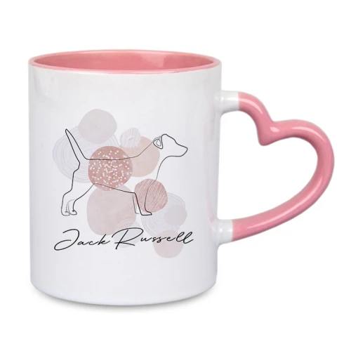 Różowe serce kubek Jack Russell