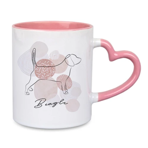 Różowe serce kubek Beagle