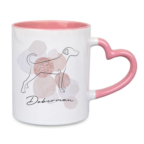 Różowe serce kubek Doberman