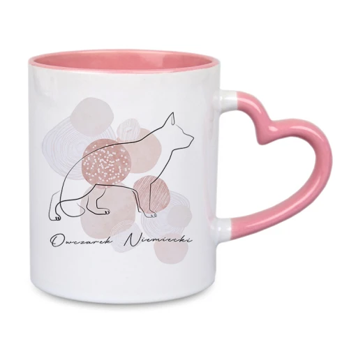 Różowe serce kubek Owczarek Niemiecki