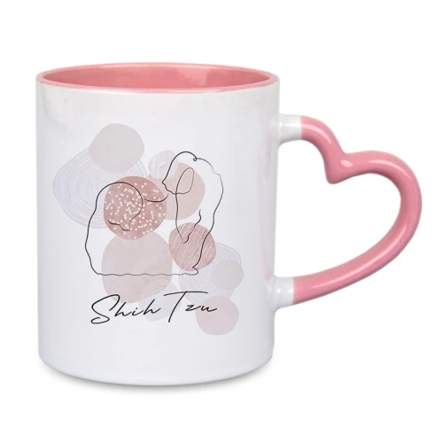 Różowe serce kubek Shih Tzu
