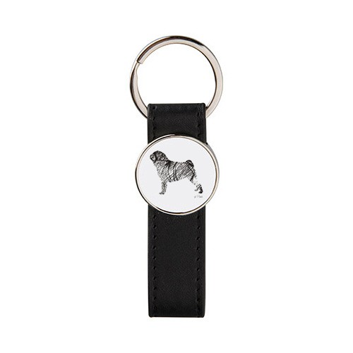 Brelok metal ekoskóra Mops