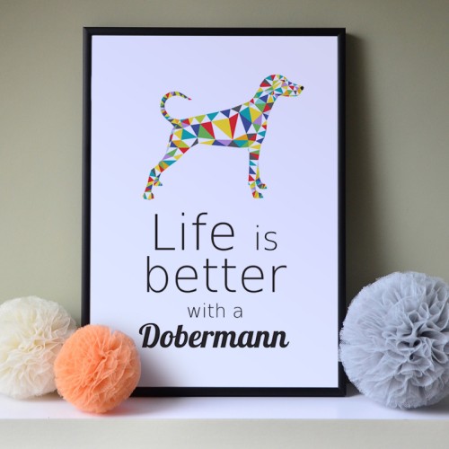 Plakat na ścianę Doberman Origami do salonu