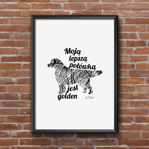 Plakat do salonu Moją lepszą połówką jest Golden Retriever